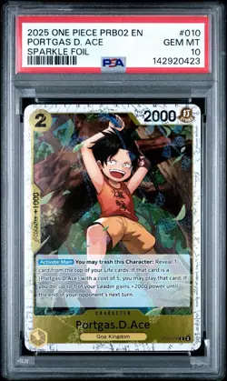 Portgas D Ace Sparkle Foil ST13-010 Premium Booster Best Vol. 2 One Piece PSA 10 - Image 1