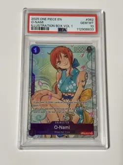 ONE PIECE O-NAMI 2025 PROMOS #062 ILLUSTRATION BOX VOL.1 PSA 10 - Image 1
