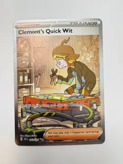 Pokemon TCG Trainer Card Clemont's Quick Wit Rare Holo, 243/191, Surging Sparks - Image 1