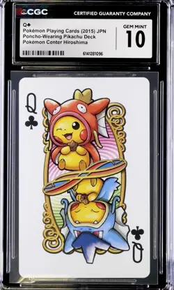 CGC 10 Poncho Pikachu Magikarp Gyarados Cosplay Pokemon Poker Playing Card Queen - Image 1