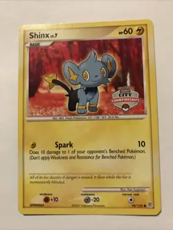 2007-2008 City Championships Shinx 98/130 Diamond & Pearl Pokemon Card Rare - Image 1