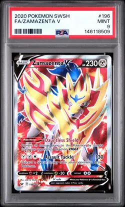 2020 POKEMON SWORD & SHIELD #196 FULL ART/ZAMAZENTA V PSA 9 - Image 1
