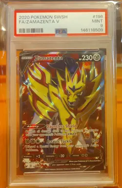 2020 POKEMON SWORD & SHIELD #196 FULL ART/ZAMAZENTA V PSA 9 - Image 2
