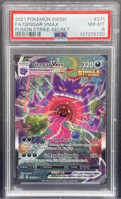 2021 Pokemon SWSH Fusion Strike Gengar VMAX #271/264 PSA 8 - Image 1