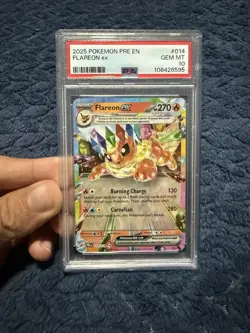 Pokemon SV: Prismatic Evolutions Flareon ex 014/131 Holo DR English PSA 10 - Image 1