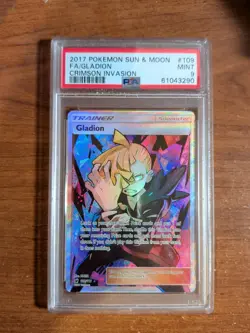 Pokemon TCG Gladion (Full Art) 109/111 Sm-Crimson Invasion Holo PSA 9 - Image 1