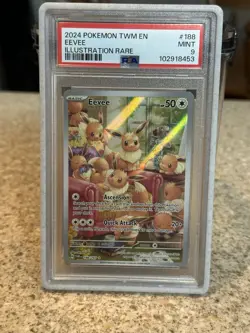 PSA 9 - Eevee 188/167 - Illustration Rare - Twilight Masquerade - Pokemon TCG - Image 1