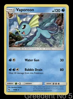 Vaporeon 18/68 Holo Rare Hidden Fates Pokemon Holo Lightly Played - Image 1