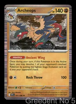 Archeops 051/086 Holo Rare White Flare Pokemon Holo Near Mint - Image 1