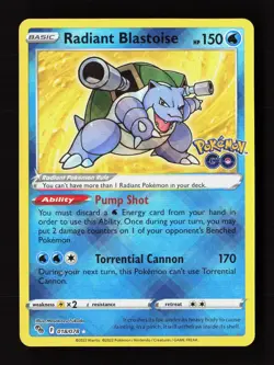 Radiant Blastoise 018/078 Radiant Rare Pokemon GO Pokemon Near Mint - Image 1