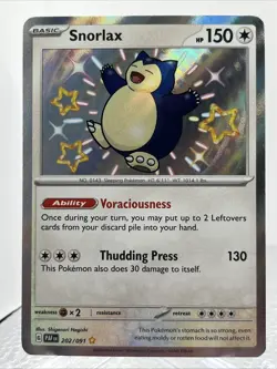 Pokemon TCG Snorlax 202/091 Shiny Holo Rare Paldean Fates - Image 1