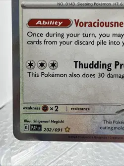 Pokemon TCG Snorlax 202/091 Shiny Holo Rare Paldean Fates - Image 5
