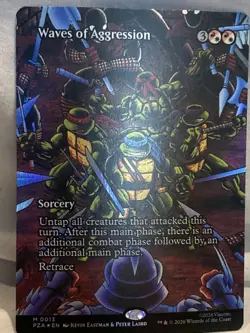 Waves of Aggression Borderless FOIL NM Teenage Mutant Ninja Turtles TMNT MTG - Image 1