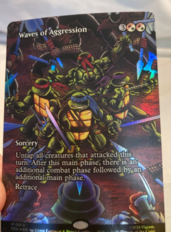 Waves of Aggression Borderless FOIL NM Teenage Mutant Ninja Turtles TMNT MTG - Image 2