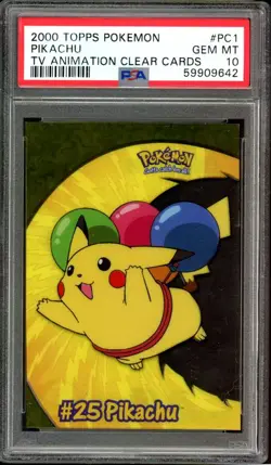 Flying Pikachu Pokemon 2000 Topps TV Animation Clear Cards English #PC1 PSA 10 - Image 1