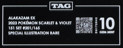 2023 Pokemon SV 151 Set 201/165 Alakazam EX SIR TAG 10 (958) - Image 3