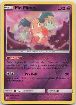 Mr. Mime 66/181 Rare Team Up Pokemon TCG Reverse Holo NM - Image 1