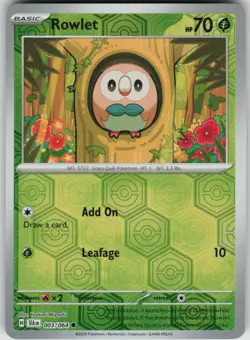 Pokemon Rowlet Common SV: Shrouded Fable 003/064 NM - Image 1