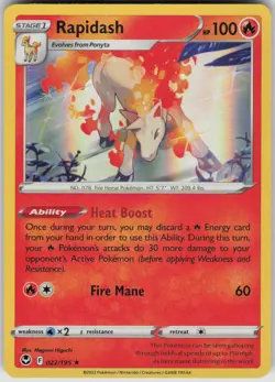 Pokemon Rapidash Holo Rare SWSH12: Silver Tempest 022/195 NM - Image 1