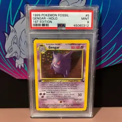 1999 Gengar 1st Edition Fossil Holo Foil PSA 9 Pokemon card #5 Mint - Image 1