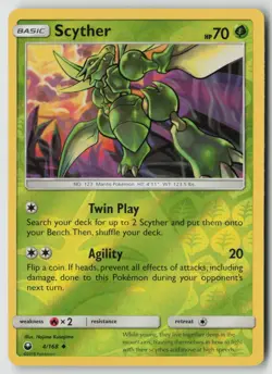 Scyther 4/168 Uncommon Celestial Storm Pokemon Reverse Holo Lightly Played - Image 1