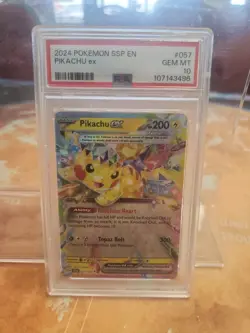 Pikachu Ex #57 PSA 10 Pokemon Surging Sparks - Image 1