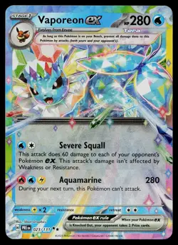 Pokemon Card Prismatic Evolutions Vaporeon ex 023/131 Double Rare - Image 1