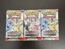 (Lot of 3) HEAVY 22.88g-22.90g Pokemon TCG Prismatic Evolutions Booster Packs - Image 1