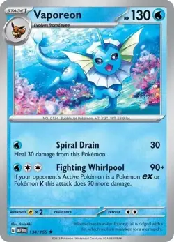 Vaporeon 134/165 Scarlet & Violet Holo Rare Near Mint Pokemon DNA GAMES - Image 1