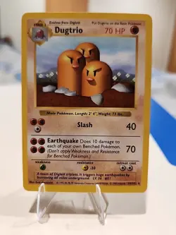 1999 Pokemon TCG Dugtrio Base Set #19/102 Non-Holo Rare Card Shadowless - Image 1