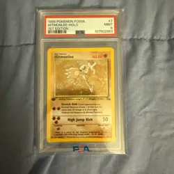 1999 Pokemon Fossil 1st Edition #7 Hitmonlee-Holo PSA 9 - Image 1