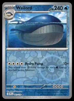 Wailord - 041/159 Rare SV09: Journey Together Pokemon Reverse Holofoil NM - Image 1