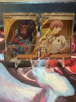 Pokemon TCG Raifort AND Ortega Trainer Prismatic Evolutions 142/131 Double Rare - Image 1