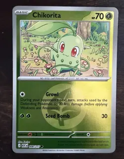 Pokemon TCG Chikorita Reverse Holo Energy Symbol Common Basic 70 HP EN 008/217 - Image 1