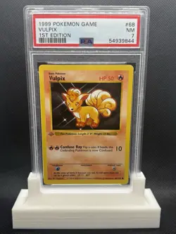 1999 POKEMON TCG 1ST EDITION SHADOWLESS VULPIX #68 PSA 7 WOTC GHOST STAMP - Image 1