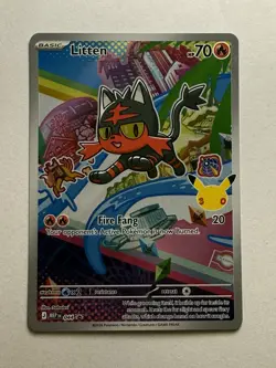 Litten MEP 044 Pokemon First Partner Illustration Black Star Promo Full Art MINT - Image 1