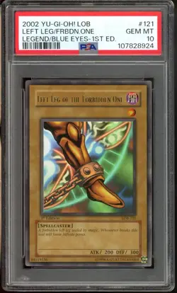 Left Leg of the Forbidden One Yugioh 2002 LOB 1st Legend Blue Eyes 121 PSA 10 - Image 1