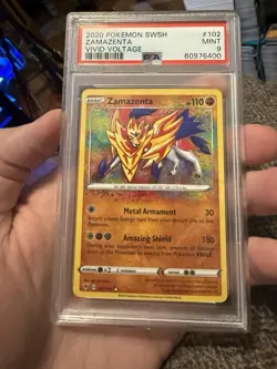2020 POKEMON SWORD & SHIELD VIVID VOLTAGE #102 ZAMAZENTA PSA 9 - Image 1