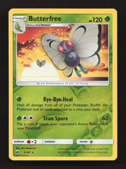 Butterfree 3/147 Rare Burning Shadows Reverse Holo Near Mint - Image 1
