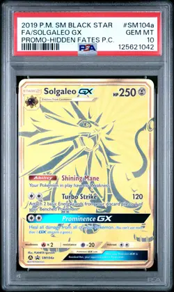 2019 POKEMON SM BLACK STAR PROMO #SM104A FULL ART/SOLGALEO GX PSA 10 - Image 1