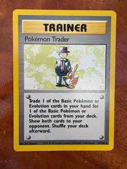 Vintage Pokemon TCG Pokemon Trader 77/102 Trainer Base Set LP/MP - Image 1