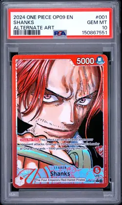 2024 ONE PIECE OP09-EMPERORS IN THE NEW WORLD ALTERNATE ART #001 SHANKS PSA 10 - Image 1