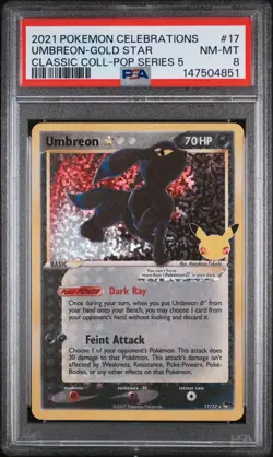 2021 Pokemon Celebrations Classic Collection #17 Umbreon-Gold Star PSA8 - Image 1