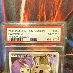 Pokemon 2019 Dream League Mimikyu 058/049 Character Rare Holo Full Art PSA 10 - Image 2