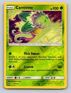 Carnivine 6/73 Uncommon Shining Legends Pokemon Reverse Holo NM - Image 1