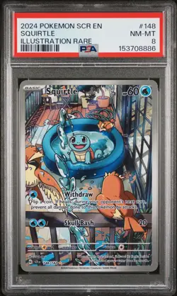 2024 Pokemon Stellar Crown 148 Squirtle PSA 8 153708886 - Image 1