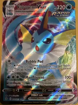 Pokemon Vaporeon VMAX Ultra Rare Rapid Strike Holo 030/203 Evolving Skies 2021 - Image 1