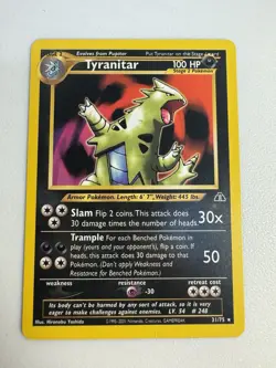 Pokemon Tyranitar Neo Discovery Rare #31/75 100 HP Regular 2001 English - Image 2