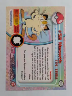 Meowth #52 Topps TV Animation Edition Pokemon Pink Label - Image 2
