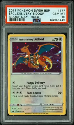 2021 POKEMON SWSH BLACK STAR PROMO #177 SPECIAL DELIVERY BIDOOF-HOLO PSA 10 - Image 1